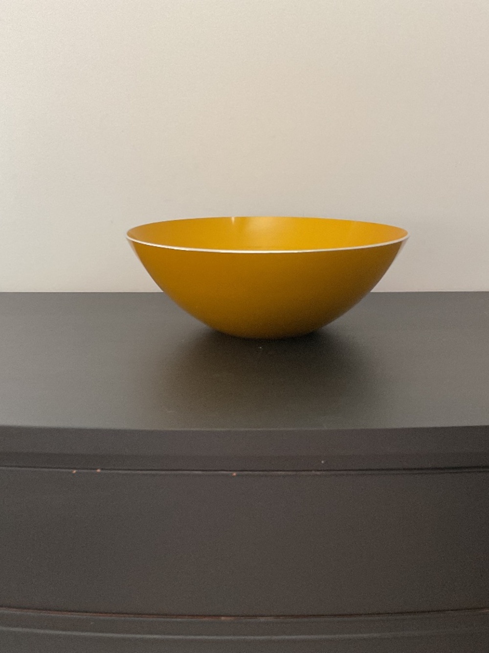 Vintage Emalox 11 1/4” Yellow Serving Bowl Large Enameled Aluminum MCM Norway